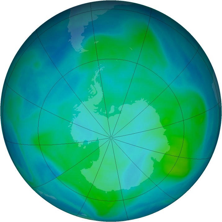 Antarctic ozone map for 06 February 2008